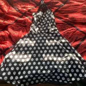 50s Swing Dress Black and White Polka Dot